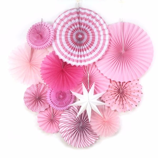 Set Pink Theme Party Supplier Paper Fan Hanging Decorations Paper
