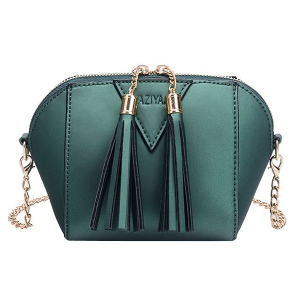 

maioumy women fashion shell handbag tassel leather crossobody chain shoulder bag small tote ladies coin purse bag dropshipping