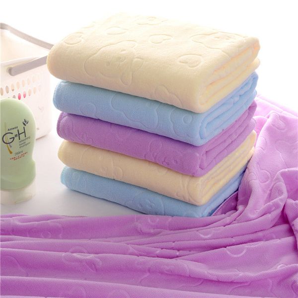 

70cm x 140cm microfiber fabric absorbent bath towels cartoon bear solid color soft comfortable grade men women beach towel