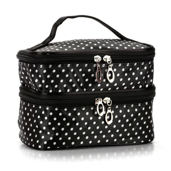 

double-layer large-capacity cosmetic bag wavelet point portable portable cosmetic bag