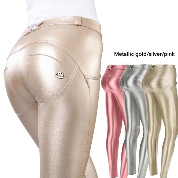 

women's pants & capris melody eco leather leggings metallic skinny legging fitness seamless instagram jeans full length middle waist, Black;white