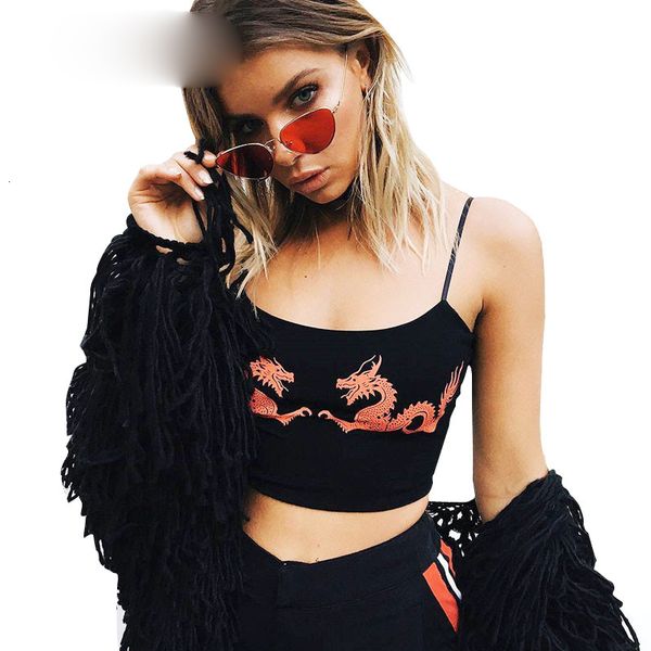 

woman tanks woman tanks summer straps sleeveless camis pattern dragon fitness crop women basic casual tight clothing, White