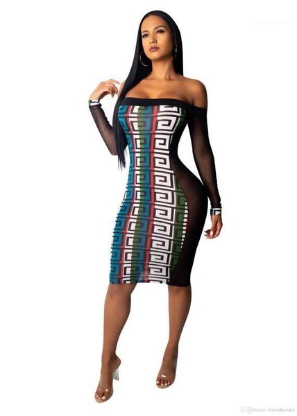 

see through dress slash neck long sleeved colorful fashion bodycon dresses women perspective, White;black