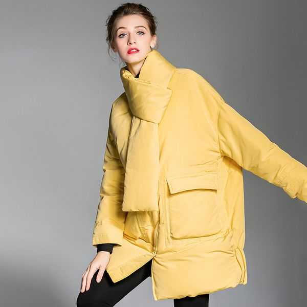 

down jacket women 2018 winter jackets wpmens white duck down outerwear loose women's coat parka, Black