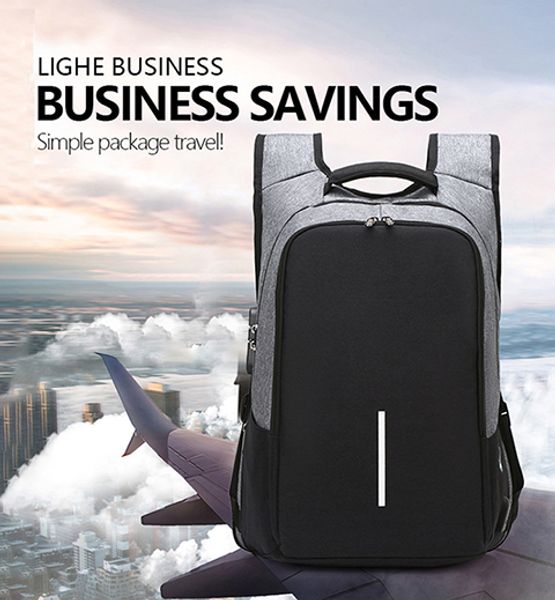 

new fashion korean double shoulder bag men's computer backpack leisure wear-resistant backpack multi-function schoolbag usb chargin