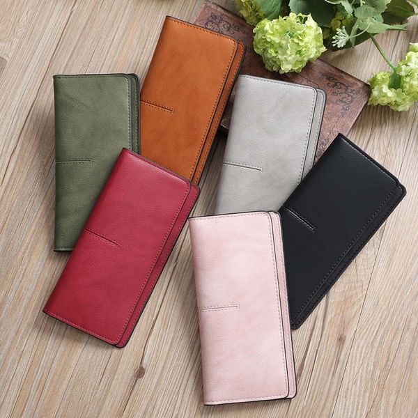 

women simple retro hasp long wallet coin purse card holders handbag billetera mujer long style multi-functional wallet purse, Red;black