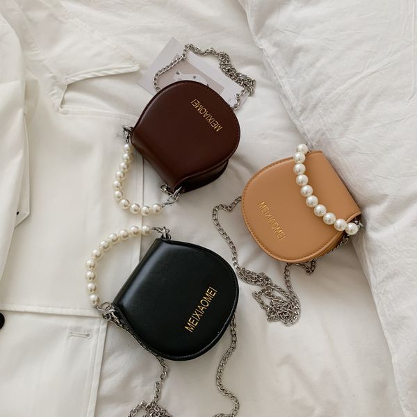

2020 new mini coin purse female fashion shoulder diagonal chain chain female bag letter pearl lipstick bag