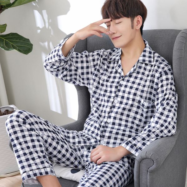 

pajamas men sleepwear striped pijama set cotton casual sleep&lounge pyjamas autumn winter printed pyjama homme pajamas sets, Black;brown