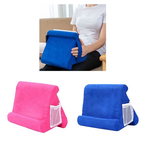 

2 pieces stable tablet rest pillow stand phone magazines support rosy/blue