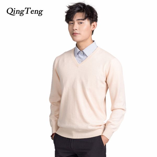 

mens sweater pullovers simple style cashmere wool knitted autumn winter v neck sweater jumper thin male knitwear blue red black, White;black