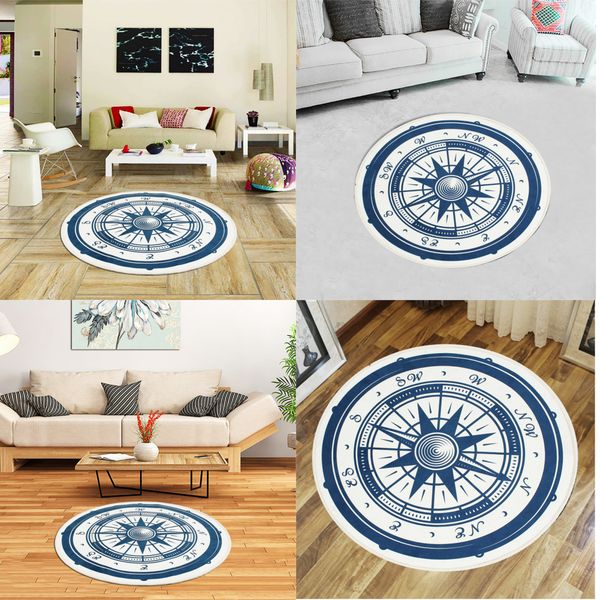Home Textile Round Door Mat Floor Mat Vintage Nautical Anti Slip