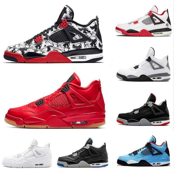 

new 4 mens women basketball shoes 4s cement black cat pale citron singles tattoo travis scots white pizzeria cavs f fear pack j4 sneakers