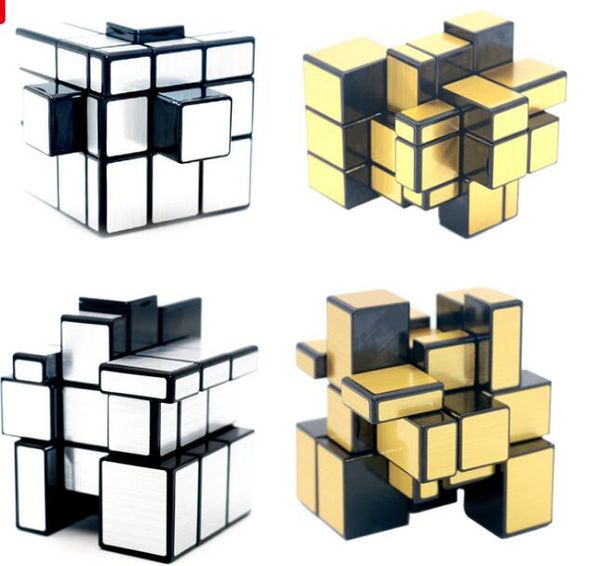 

magic cube children's puzzle decompression toys shaped mirror third-order gold silver green smooth attached tutorial wholesale