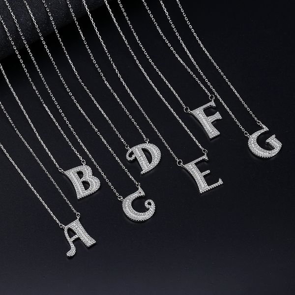 

925 sterling silver micro zircon a-z 26 english initials letter necklaces for women name necklace diy jewelry