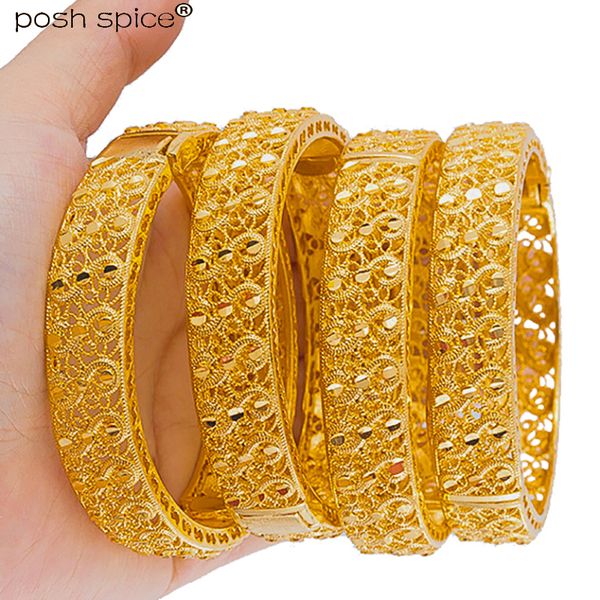 

4pcs dubai gold color bangles for women islam middle east gold bangle african gifts ethiopian bracelets wedding jewelry, Black