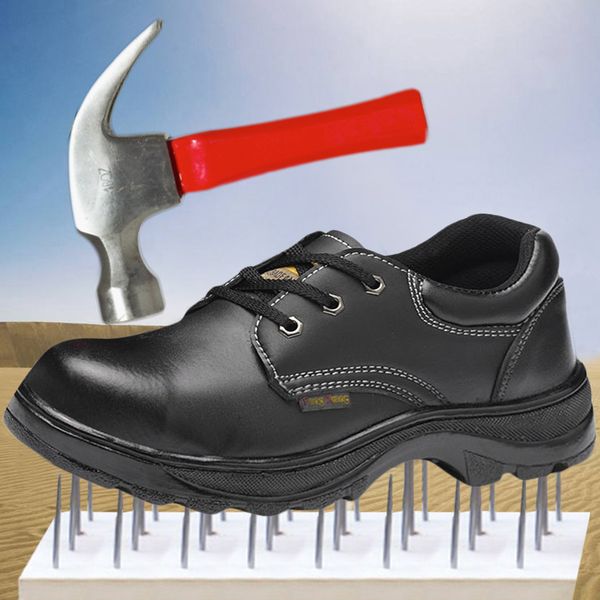 

couple leather protective shoes anti-mite breathable non-slip work safety shoes sapato masculino, Black