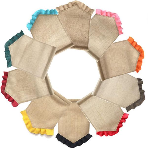 

colorful ruffle burlap garden flags 31*46cm 13 colors diy jute liene yard flag house decoration hanging flag yysy286