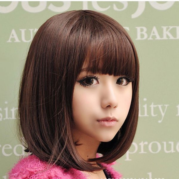 

factory direct sales wigs women short straight hair qi liu haitou, Black