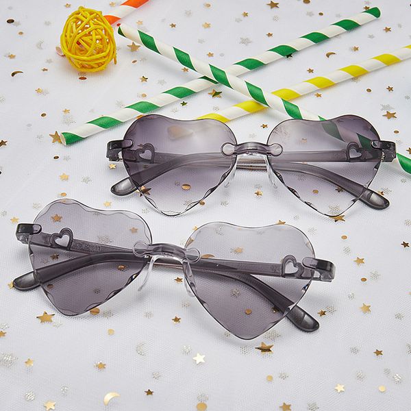 

plinth heart shaped kids sunglasses translucent colorful children sun glasses rimless design vintage boys baby girls sunglasses, Blue