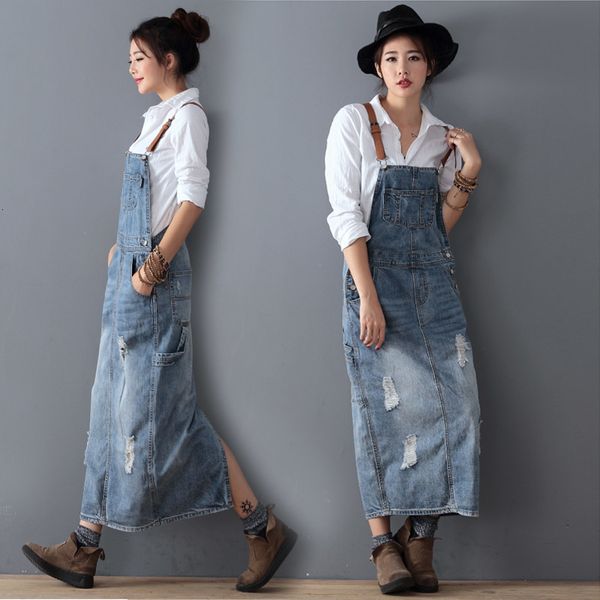 

женщины платья женская одежда мода макси denim платье летние женские подтяжки дыры джинсы женский плюс размер bib blue jeans длинное платье, Black;gray