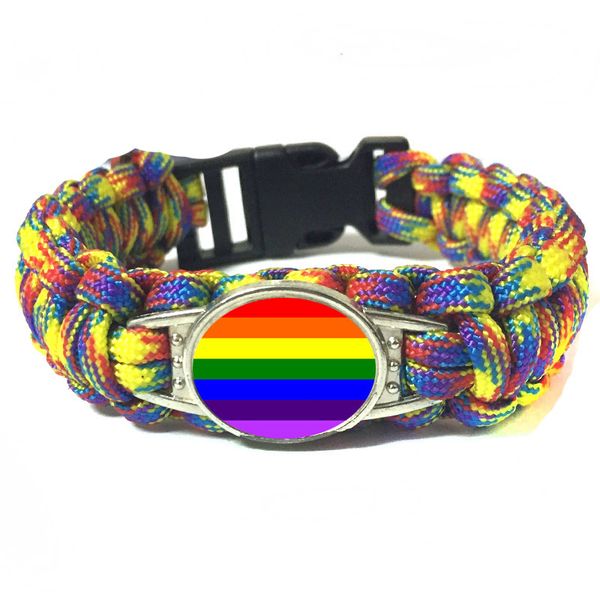

20pc rainbow lgbt gay pride survival paracord outdoor bracelets rope chain fashion handmade jewelry for customized bracelet, Golden;silver