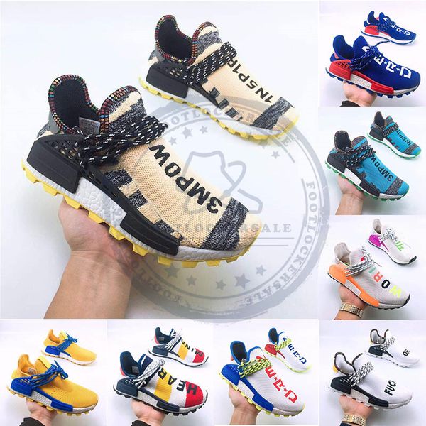 

2019 Human Race Pharell Williams Sneakers Hu Tennis Running Shoes Mens Womens Fashion Designer Sports Trainers Athletic Shoes Size 36-47