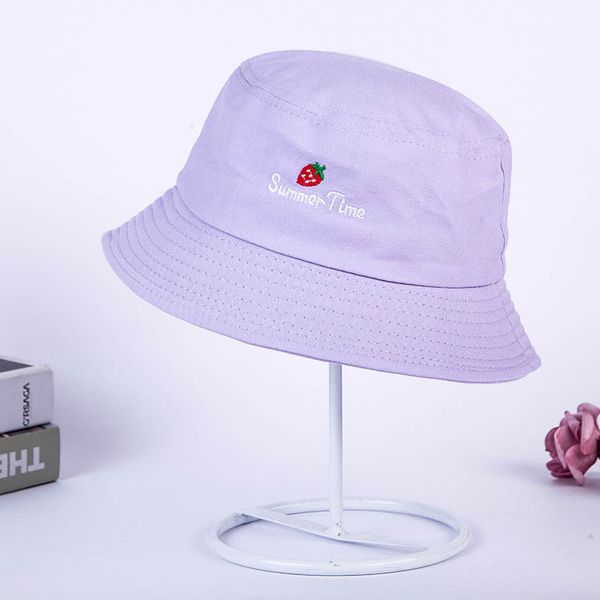 

fashionable strawberry with embroidery for men women hip-hop fisherman hat for adults casual outdoor solid 4 color flat hat