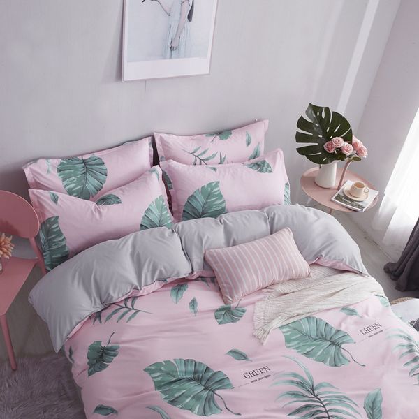 

2019 new bedding ab side tropical plants bedding set 5 size bed linen 4pcs/set bed sheet duvet cover set pastoral bedclothes