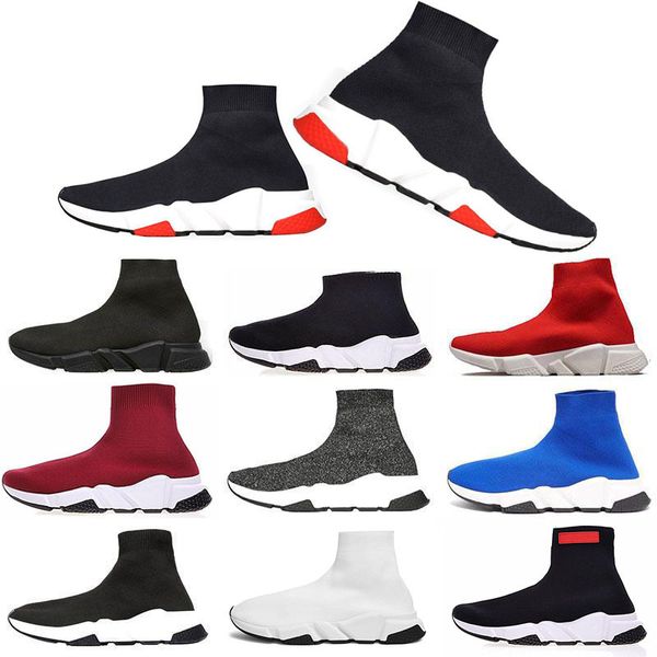 

Cheaper New Sock Shoe designer For men women Speed Trainer fashion Luxury black white blue glitter Flat Brand mens Trainers sneakers 36-45