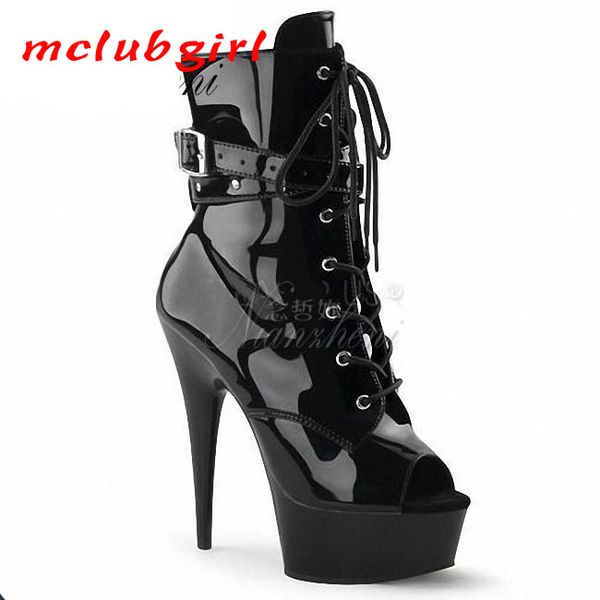 

mclubgirl 15cm high thin heel fastener with thick bottom waterproof platform low shoe shoes model same women's shoes lyp, Black