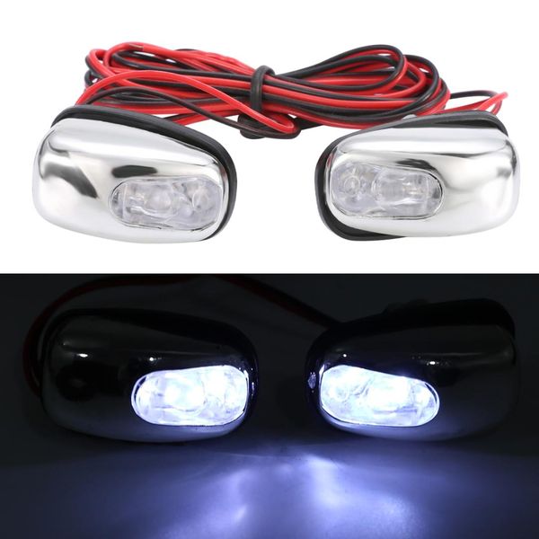 

new pair chrome white led light lamp windshield jet spray nozzle wiper washer eyes for car decorative lamps