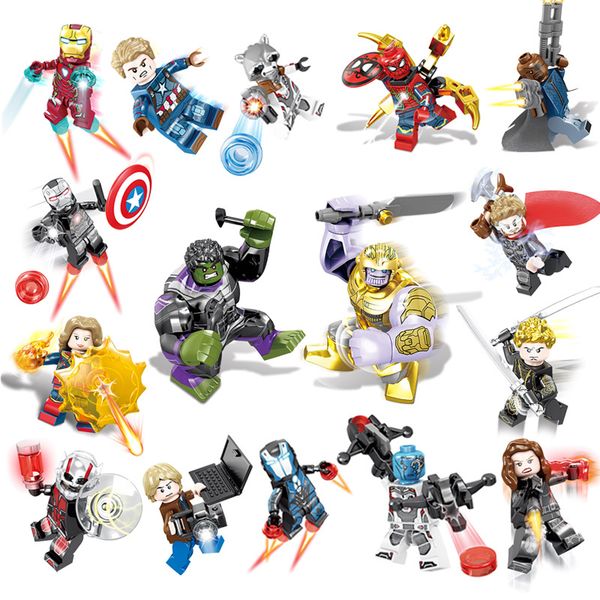 Avengers Super Hero Building Block War Machine Iron Man Thor Thanos Hulk Nebula Ant Man Marvel Captain Spider Man Mini Toy Action Figure Legoset