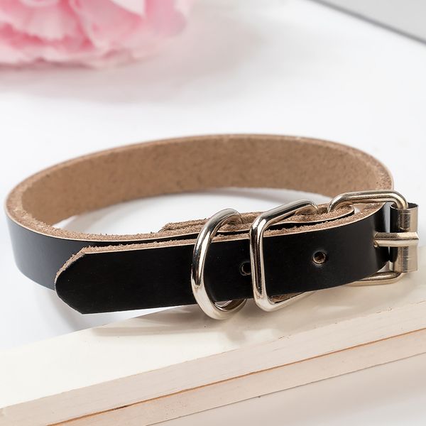 

leather pet collar for cats baby puppies dogs, adjustable