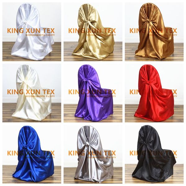 10 50 100pcs Self Tie Satin Universal Baqnuet Wedding Chair Cover