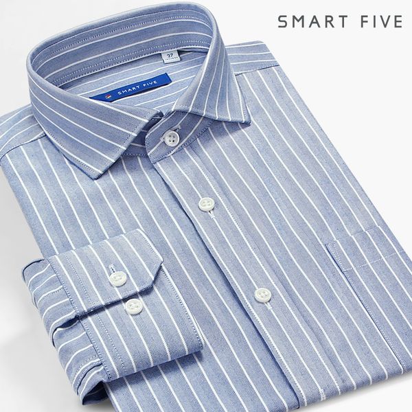 

flannel keep warm shirt male business positive pack blue white stripes grain inch shirt open collar youth long sleeve grinding, White;black