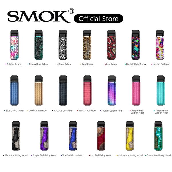 

38 Цвета SMOK Novo 2 Kit 2мл Side-пополнен Design Pod Система 800mah Встроенная батарея с воздушным впускным Grooves Vapor Kit 100% оригинал