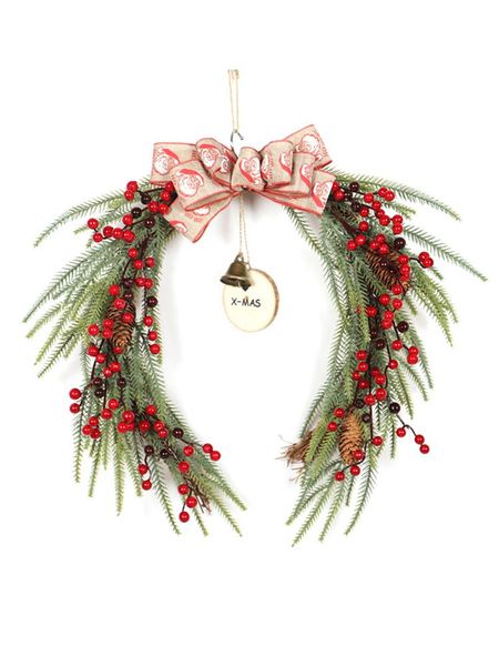 

christmas wreath wall hanging horseshoe door hanging pe red fruit bell bow garland homes party christmas tree decoration garland