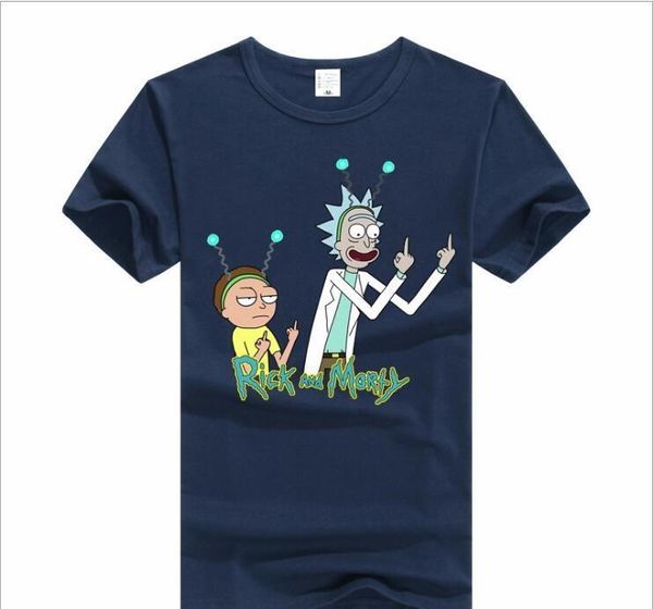 

mens designer t shirts rick and morty middle finger tshirt cotton tee shirt t-shirt cartoon clothing, White;black
