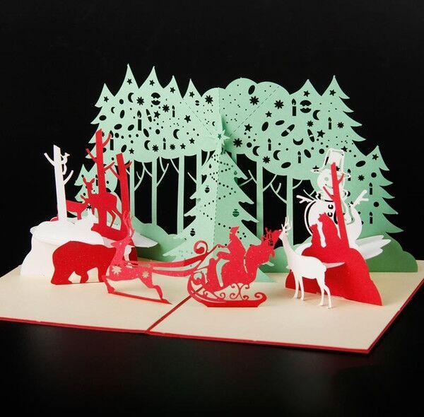 

ручной работы творческие киригами и оригами 3d всплывающие поздравительные и подарочные рождественские открытки с рождественской елкой беспл