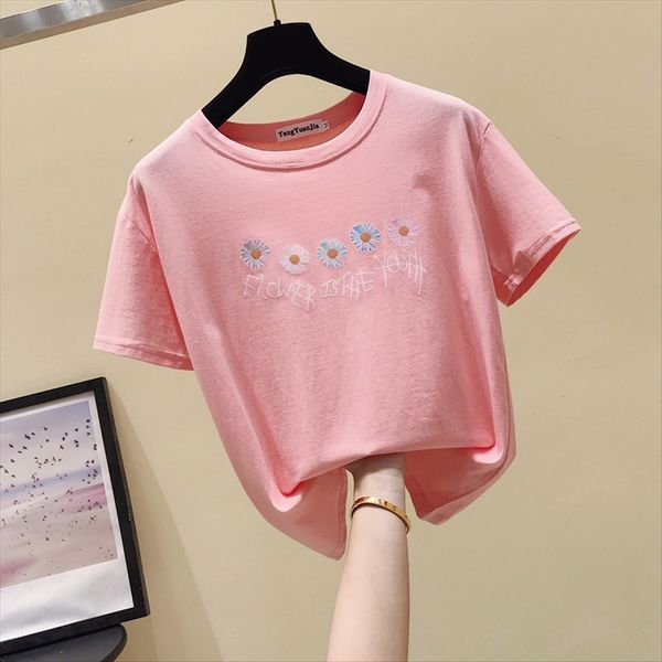 

all-match loose round collar short sleeve t-shirt 40248 all-match loose round collar short sleeve t-shirt 40248, White