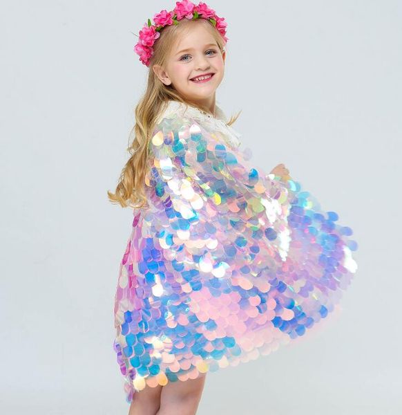 

mermaid cape glittering baby girls princess cloak colorful sequins boutique new halloween party cape costume cosplay props, Camo