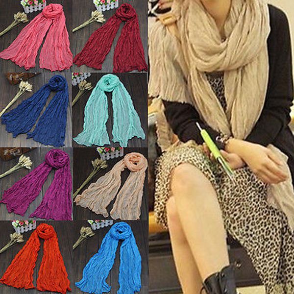 

long voile scarf thin women warm soft candy color linen shawl winter ladies sale