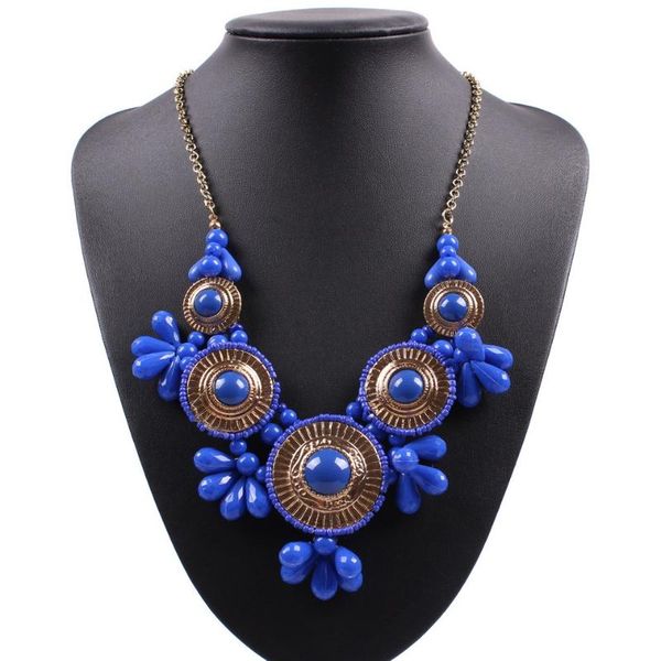 

florosy gold color chain flower pendant necklace for women handmade statement new fashion 2020 acrylic bead necklace, Silver