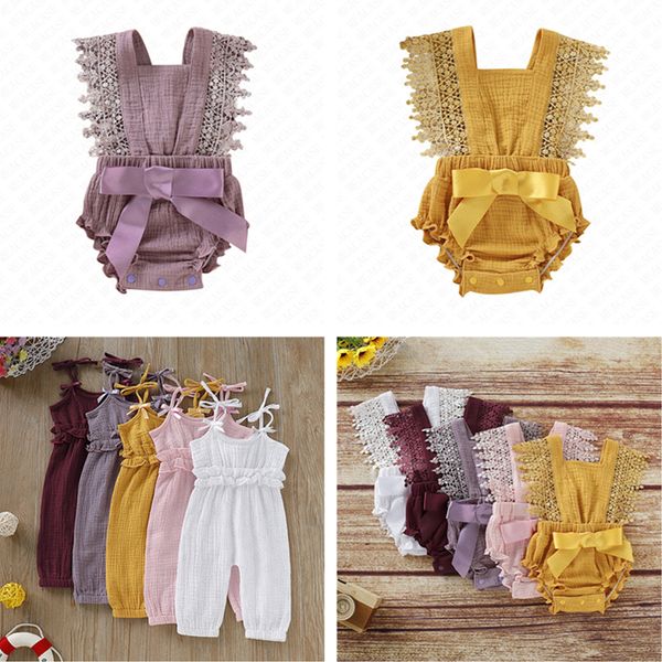 

summer baby girl rompers newborn baby clothes toddler flare sleeve solid lace romper jumpsuit breathable one-pieces onesie d62804, Blue
