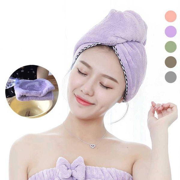 

quick-drying hair wrap towel hat turban twist microfiber dry cap for ladies bath spa shower