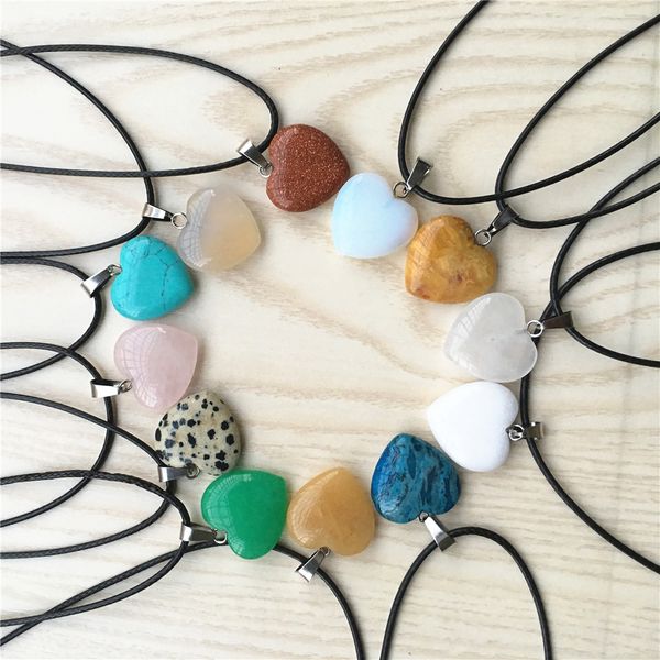 

модные натуральные красные агаты малахитовый тигровый глаз камень сердце подвески ожерелья для женщин мужчин, Silver