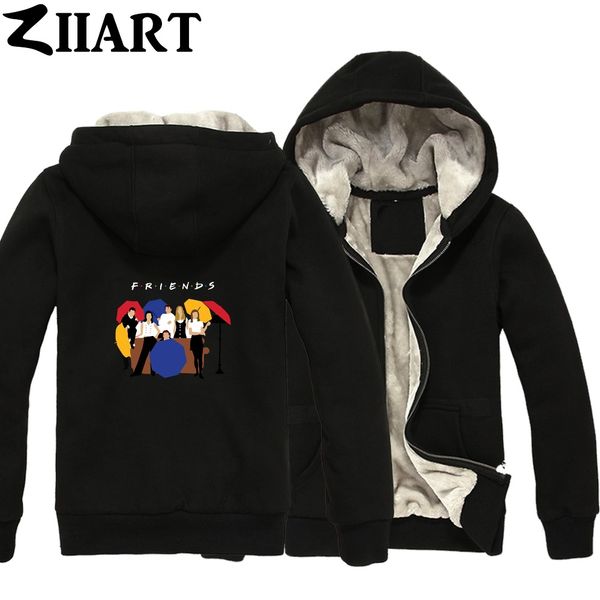 

ross rachel monica joey chandler phoebe friends poster girls woman full zip autumn winter plus velvet parkas ziiart, Black