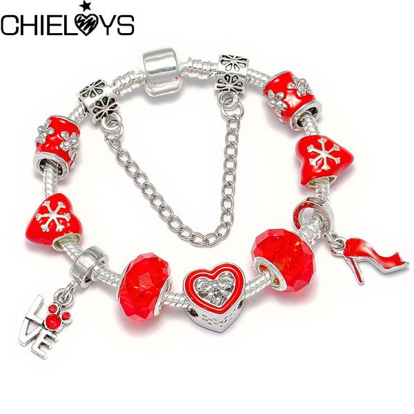 

chieloys antique brand charm bracelet & bangle for women with murano glass beads strand bracelets friendship diy jewelry 2020, Golden;silver