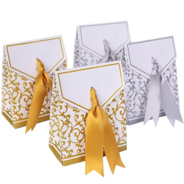 

golden silver sweet love candy boxes ribbon wedding favor party supplies gift candy paper box cases