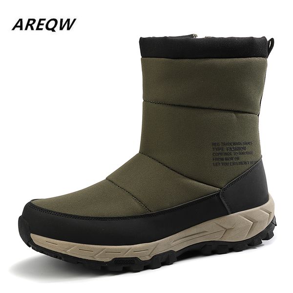 

2019 winter men's ankle boots hiking shoes outdoor warm high to help pu plus cashmere feet snow boots men's, Black
